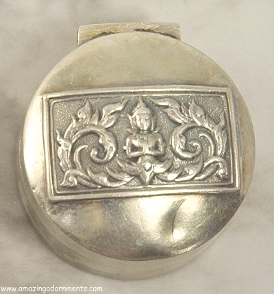 SIAM STERLING Repousse Buddha Pill or Trinket Box