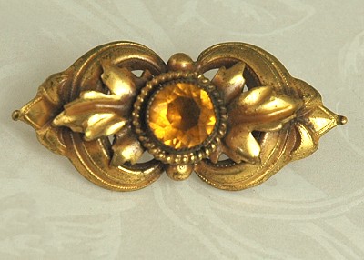 JOSEFF of HOLLYWOOD Warm Topaz Rhinestone Brooch