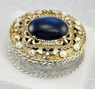 Fabulous Signed FLORENZA Trinket Box with Blue Stone