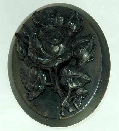 Victorian VULCANITE High Relief Floral Bouquet Pin Brooch