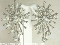 Astonishing Spiky Rhinestone Earrings Signed AVON