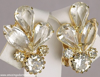 Vintage Crystal Clear Rhinestone Earrings