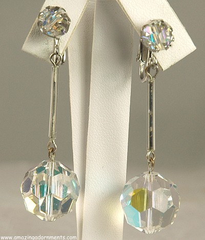 Vintage Swingy Disco Ball Crystal Earrings
