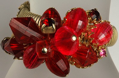 Vintage Red Multi- type Bead Wrap Coil Bracelet