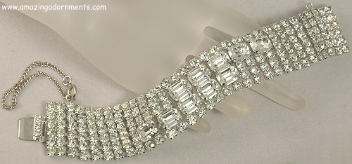 High Wattage Vintage Six Row Rhinestone Bracelet