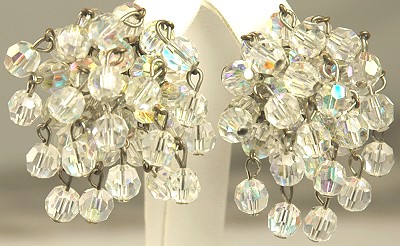 Sassy Vintage Tumbling Crystal Earrings Signed VOGUE