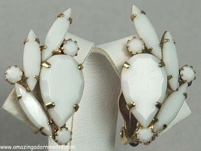 Lovely Vintage White Glass Earrings