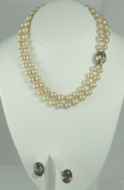 Top- of the Line Simulated Pearl and Rhinestone Demi from Marvella Sterling Clasp!