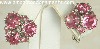 Dazzling Hot Pink Rhinestone Earrings Signed VOGUE