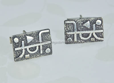 Jazzy Vintage Sterling Silver Cufflinks Signed ISRAEL