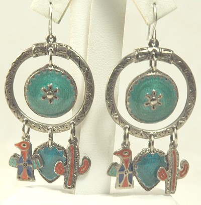 Southwestern Look Chandelier Dangle Earrings Signed BEREBI