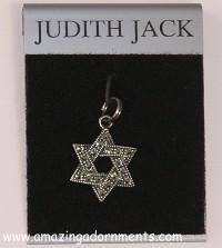 JUDITH JACK Sterling and Marcasite Star of David Charm on Card