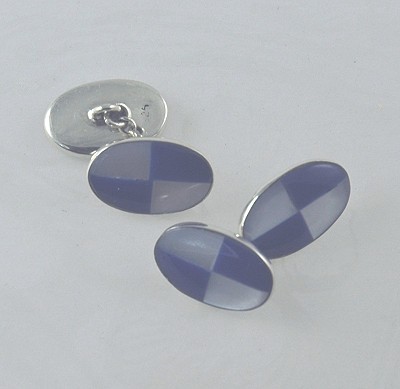 Refined Double Faced Art Deco Sterling Enamel Cufflinks