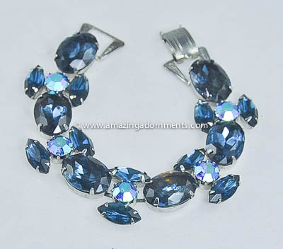 Glamourous Vintage Shades of Blue Rhinestone Bracelet