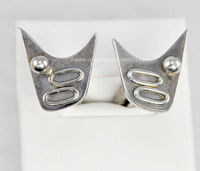 Vintage Modernist Sterling Silver Cufflinks Signed BURKEE