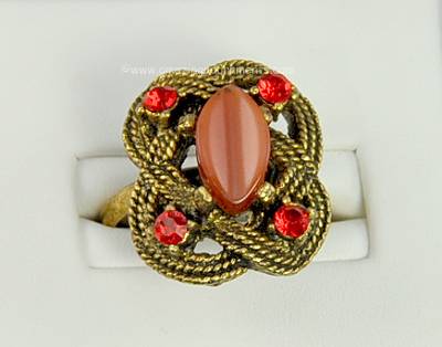 Fabulous Vintage Thermoplastic and Rhinestone Finger Ring