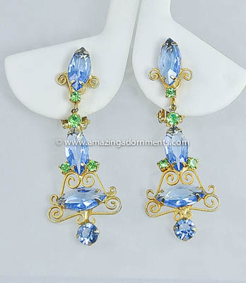 Sassy Vintage Filigree Scroll and Rhinestone Earrings from DELIZZA and ELSTER