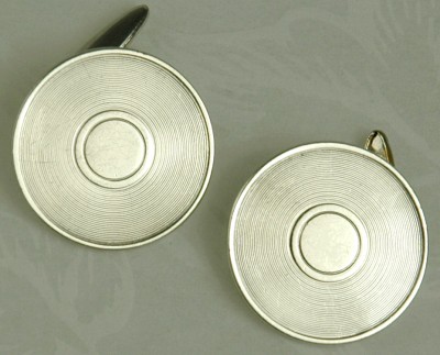 Modern Silver Colored Disc Cufflinks Signed ERNEST STEINER
