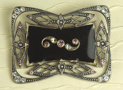 CATHERINE POPESCO France Old Look Brooch with Glass and Swarovski Crystals