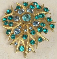 Pretty Rhinestone Brooch in Blues Signed LISNER