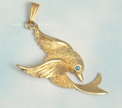 Charming Bird Figural Pendant Signed SARAH COVENTRY