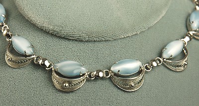 Vintage Sterling and Moonstone Necklace Signed ALICE CAVINESS