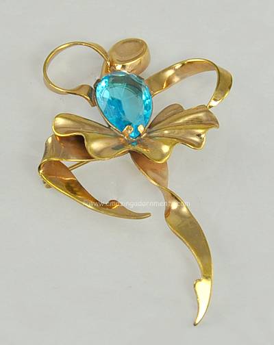 Outstanding Cubist Ballerina Brooch with Aqua Stone Signed MEXICO