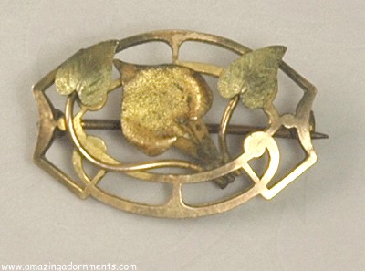 Small Antique Art Nouveau Gold Filled Calla Lily Pin