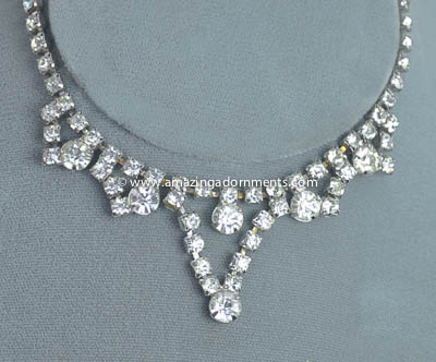 Elegant Vintage Signed KRAMER Clear Rhinestone Bridal Necklace