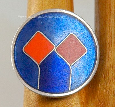 Exceptional German Modernist Matte Enamel Ring Signed SCHOLTZ and LAMMEL