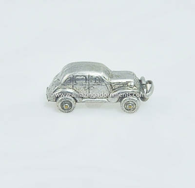 Vintage ca. 1940s Sterling Silver Automobile Charm with Movable Wheels