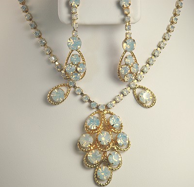 Fiery Opal Rhinestone Necklace and 2