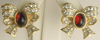 RICHELIEU Rhinestone Bow Earrings for Pierced Ears