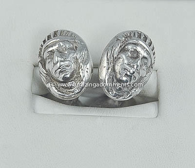 Antique Art Nouveau Sterling Silver Ethnic Cufflinks Signed UNGER BROTHERS