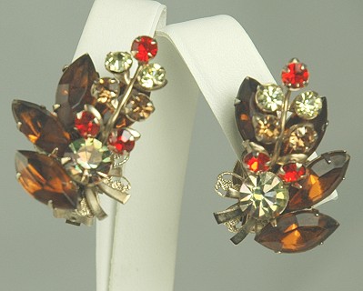 Sumptuous Vintage Rhinestone Clip-back Earrings from BEAUJEWELS