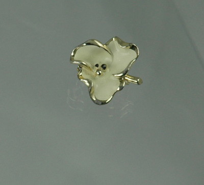 Gold Tone Enameled Clover Pin