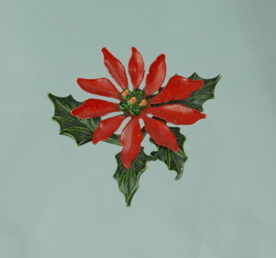 Enameled Holiday Pin in Red and Green
