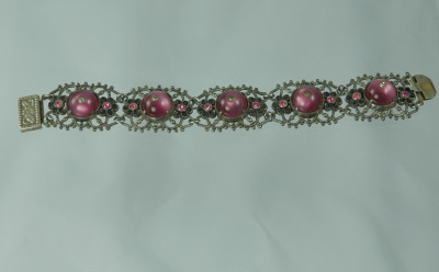 Linked Panel Bracelet with Cabochons