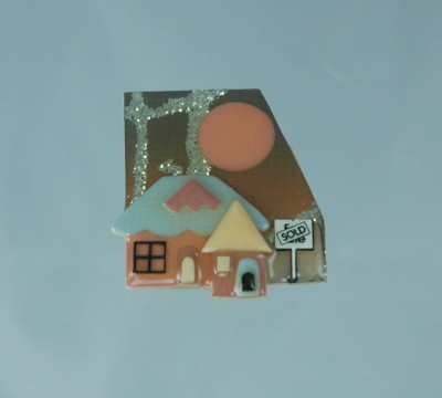 LUCINDA YATES House Pin with Sold Sign and Glitter
