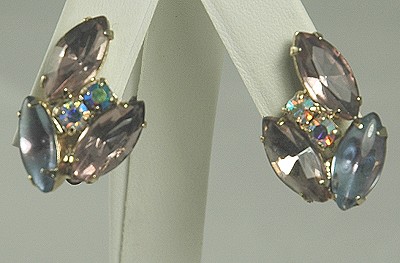 Unsigned Vintage Rhinestone Amazing Clip-on Earrings