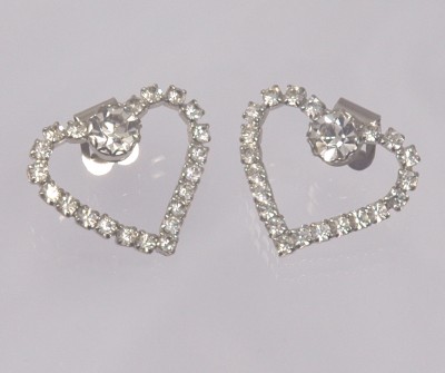 Jazzy Unsigned Vintage Rhinestone Heart Clips