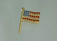 Unsigned Sparkly Rhinestone Flag Pin