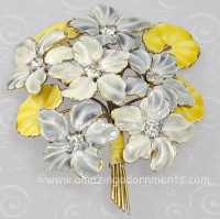 Masterpiece! Hard to Find Early Enamel Floral Bouquet Brooch Signed SANDOR