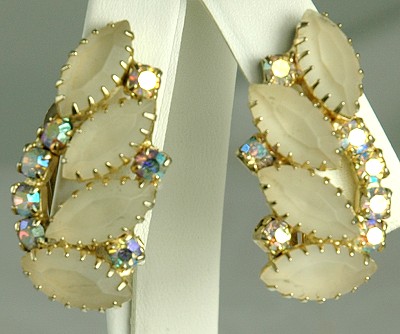 Chic Frosted Vanilla and AB D&E JULIANA Clip- on Earrings