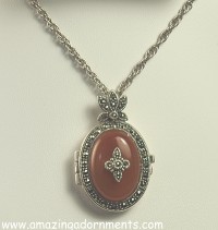 JUDITH JACK Sterling and Marcasite Locket Pendant Necklace