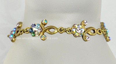 Brand New Signed MICHAL NEGRIN Swarovski Crystal Flower Bracelet
