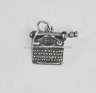 Vintage Sterling Silver Typewriter Charm with Mechanical Carriage