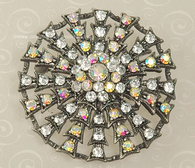 Large Sparkling Clear and AB Rhinestone Brooch/Pendant Combo