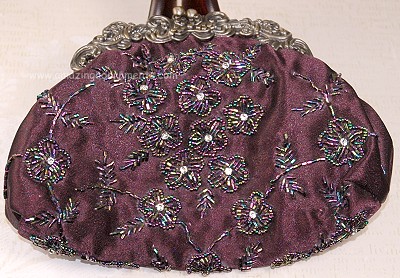 Enchanting Royal Purple Satin Evening Purse with Two Chain Lengths
