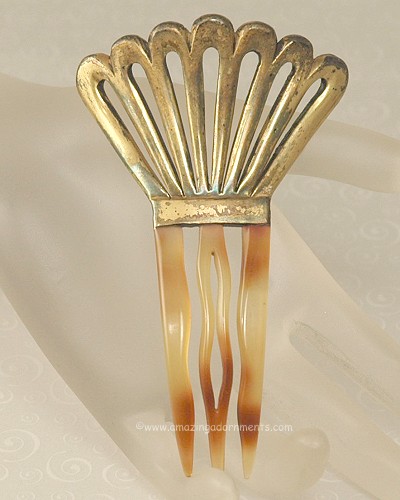 Sweet Signed AUGUSTE BONAZ Art Deco Era Hair Comb